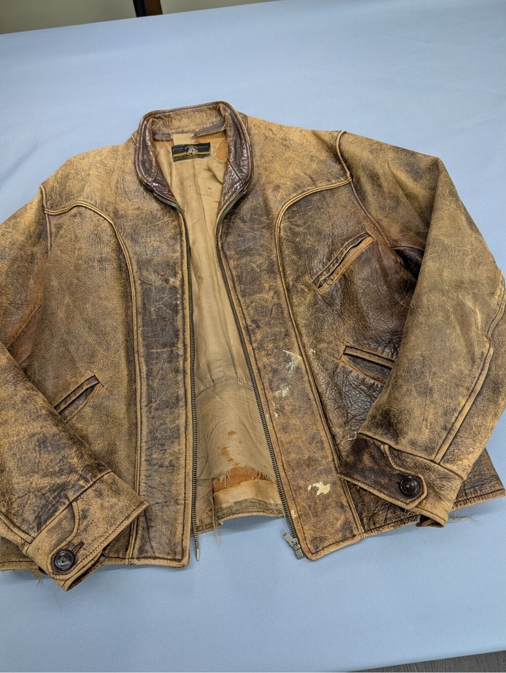 Vintage Horsehide Leather Flight Jacket Lightning Zip M 40s